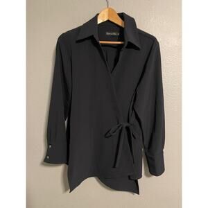 Estelle and Finn Womens Tunic Size XL Black Crepe Stretch Long Sleeve Modern